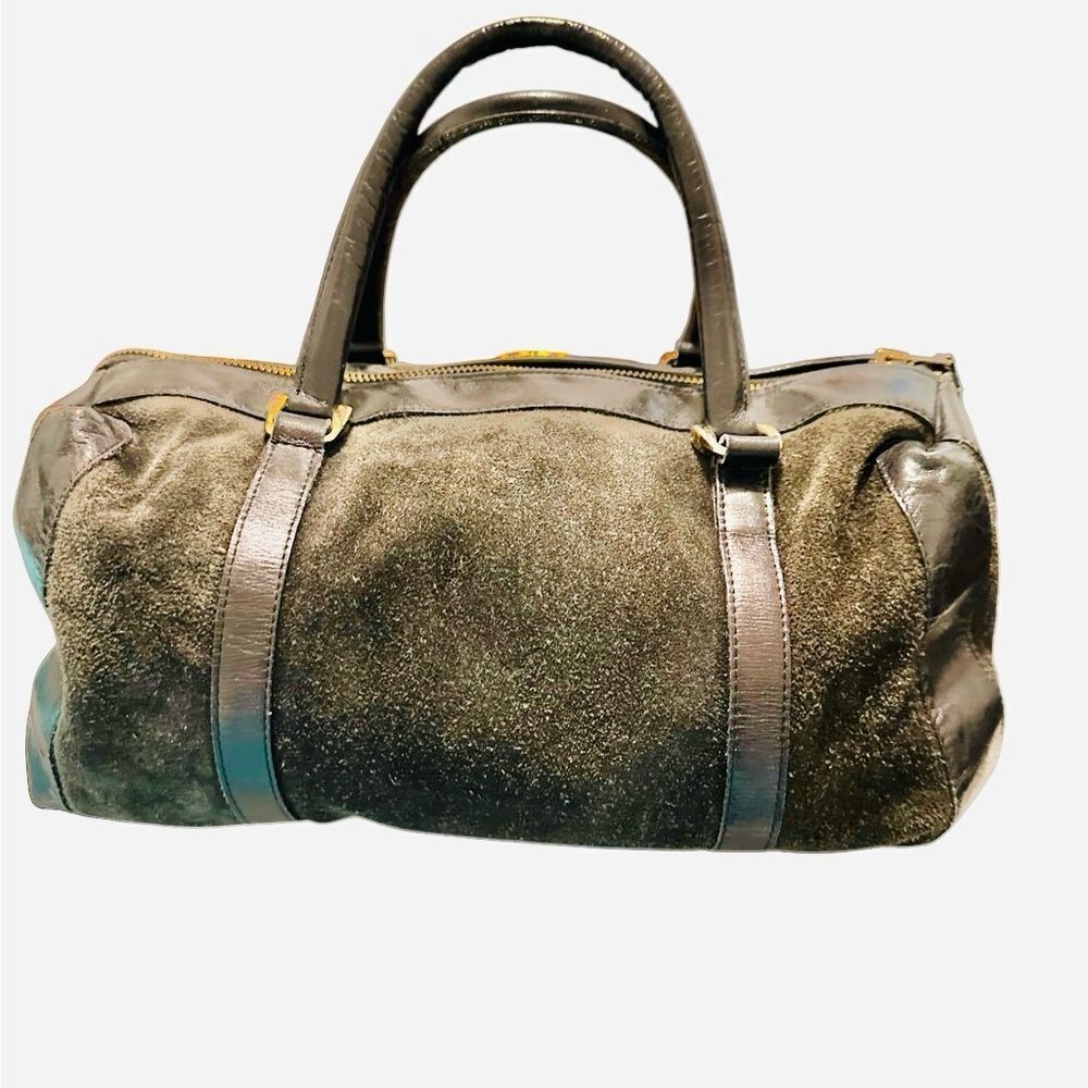 Gucci Black and olive green Leather and suede Boston Handbag - Picture 7 of 13
